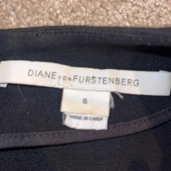 Diane Von Furstenberg Color Block Sheath Leather Dress - size 6.   N - Picture 2 of 5